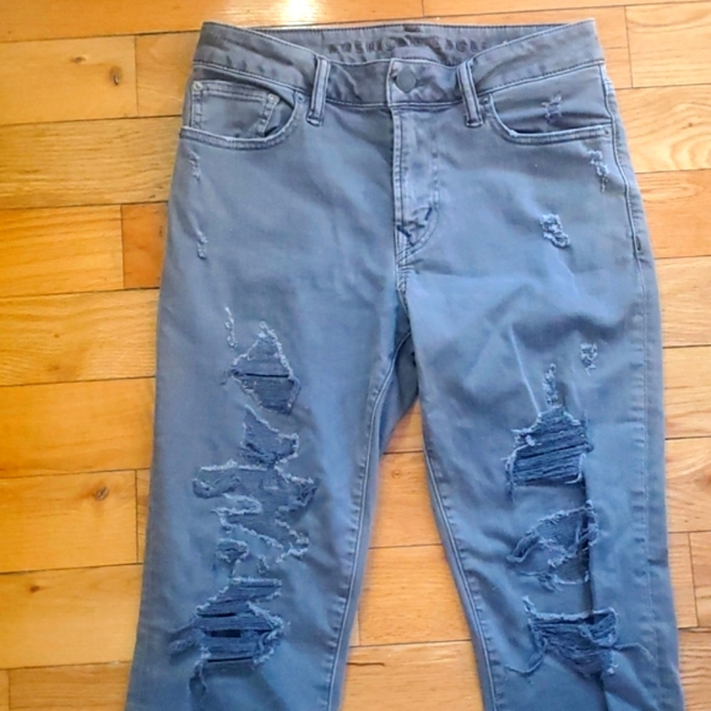 American Eagle Skinny Jeans Women’s Size 29x32 Gray Stretch Very Good Condition